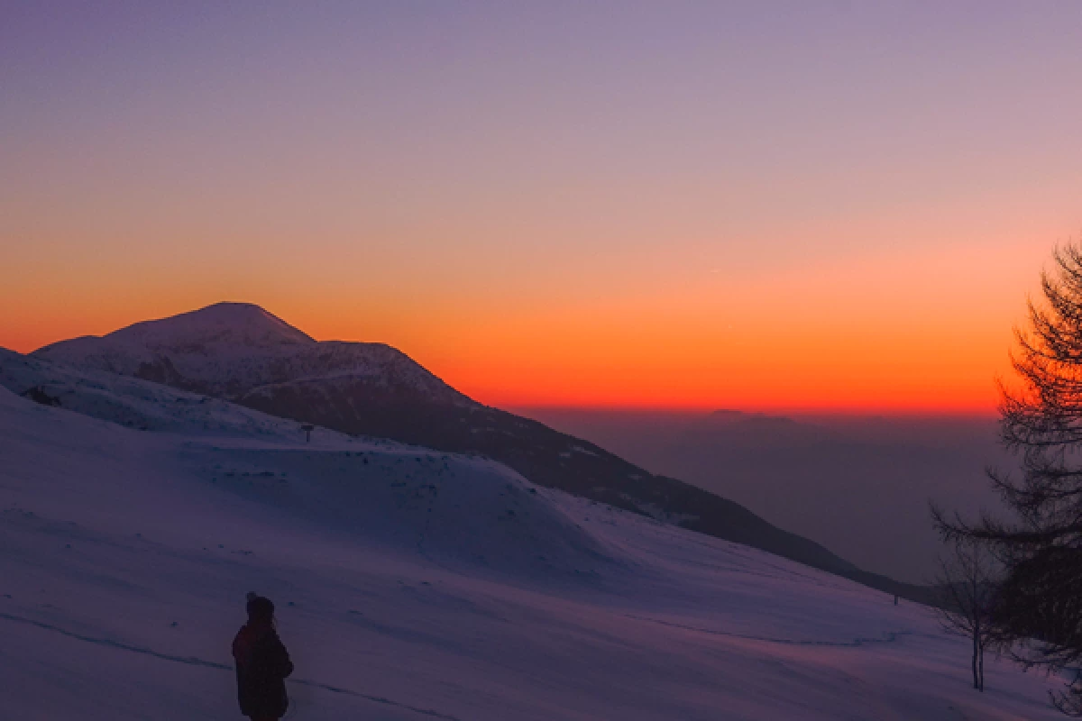 Balade en raquettes à neige coucher du soleil à la Tête des Faux - Bonjour Alsace